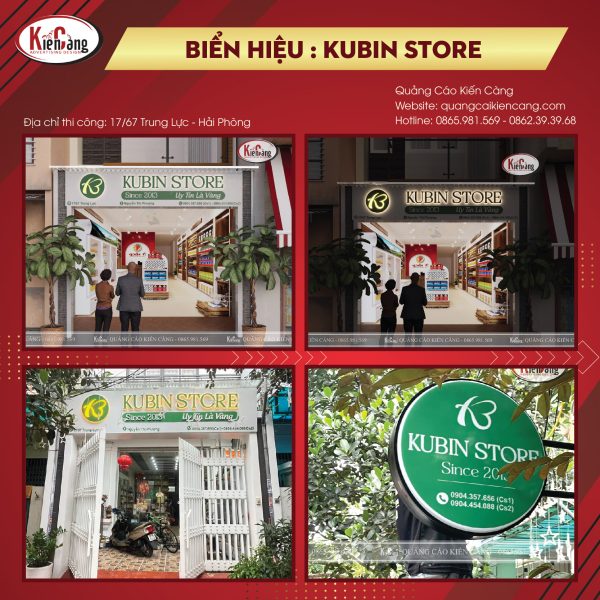 Thi Công biển quảng cáo shop Mẹ và Bé đẹp KUBIN store tại Ngô Gia Tự - Hải Phòng