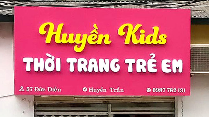 Làm biển shop quần áo trẻ em đẹp, thu hút tại Kiến Càng