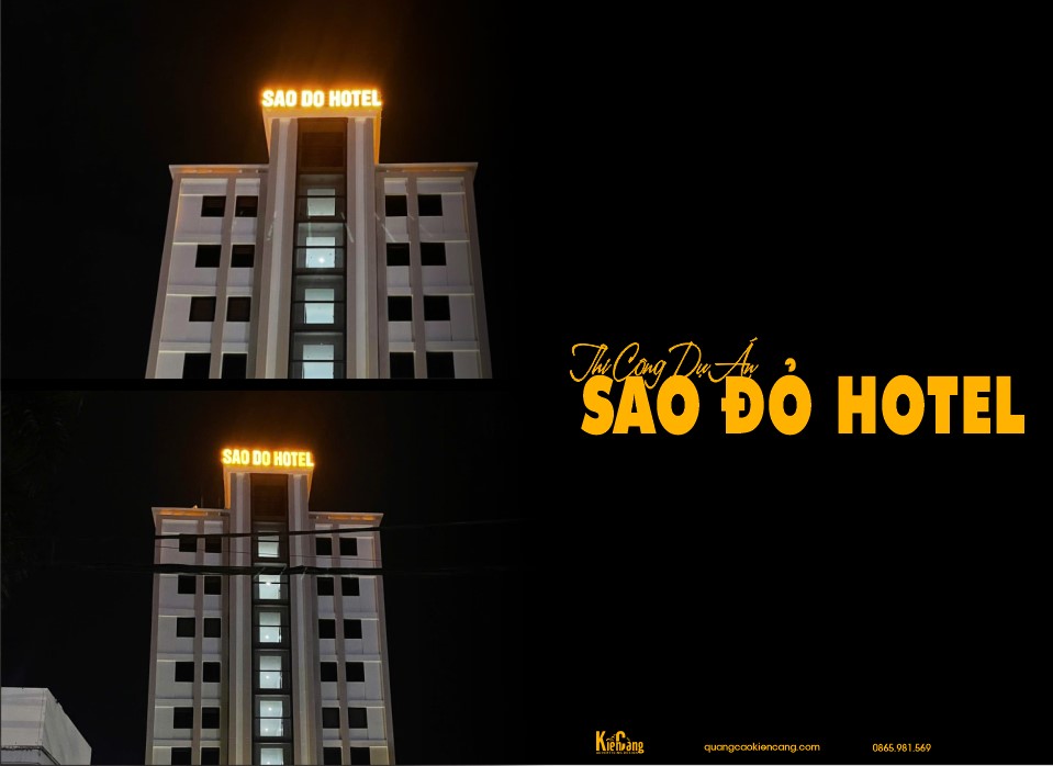 Biển hiệu chữ nổi LED “SAO ĐỎ HOTEL” Tại Hải Dương